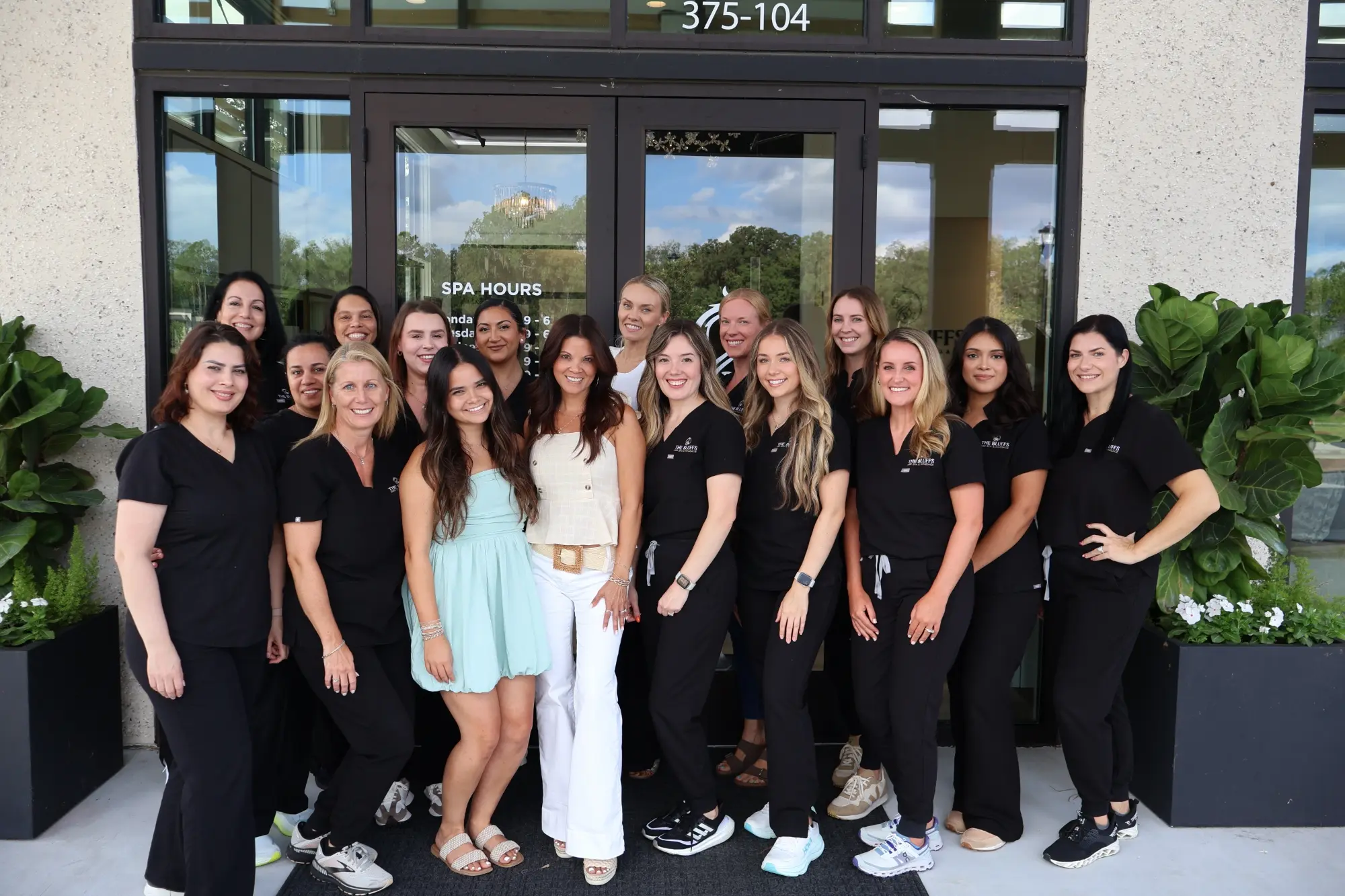 The team of The Bluffs Med Spa & Massage gathered outside the Bluffton location